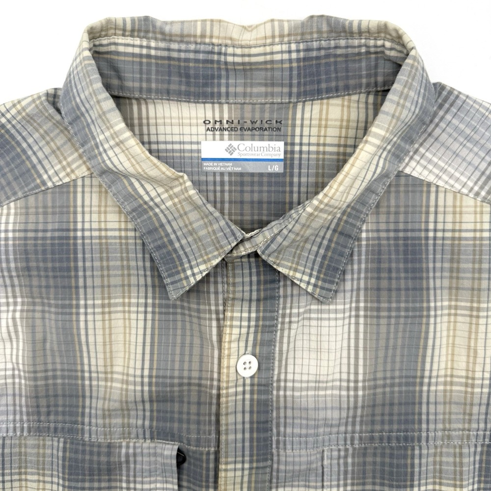 Columbia Omni Wick Men's Short Sleeve Button Up Large Outdoor Fishing Multicolor